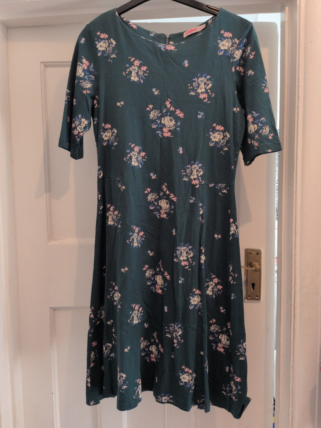 Cath Kidston 10 Green Floral Half Sleeve Midi Dress