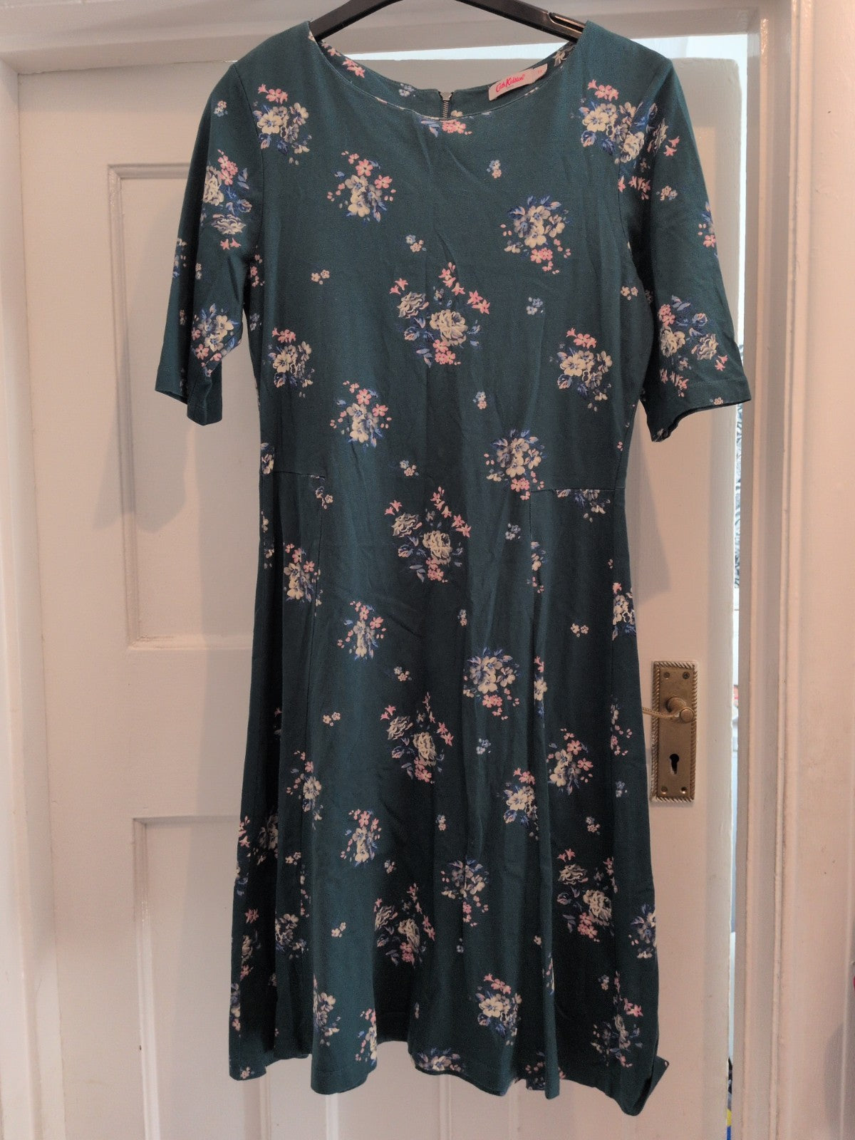 Cath Kidston 10 Green Floral Half Sleeve Midi Dress