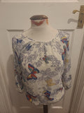 Ladies Glamorous Size 10 Semi See Through Long Sleeved Butterfly Blouse