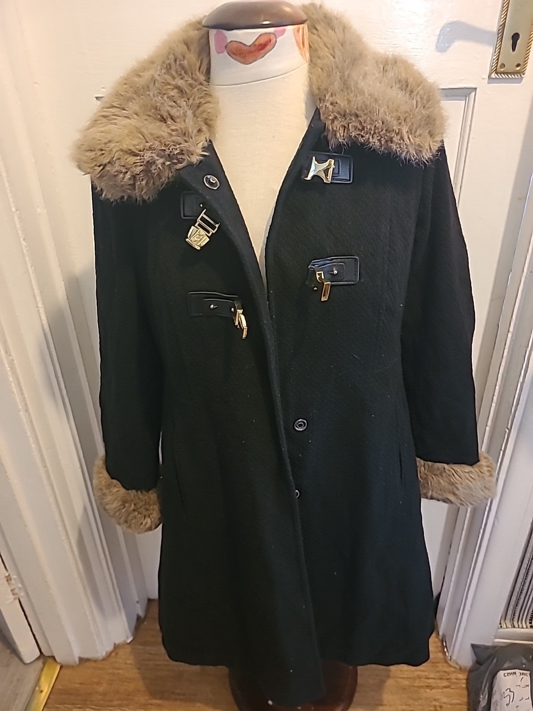 Ladies Tu Size 14 Black Faux Fur Jacket