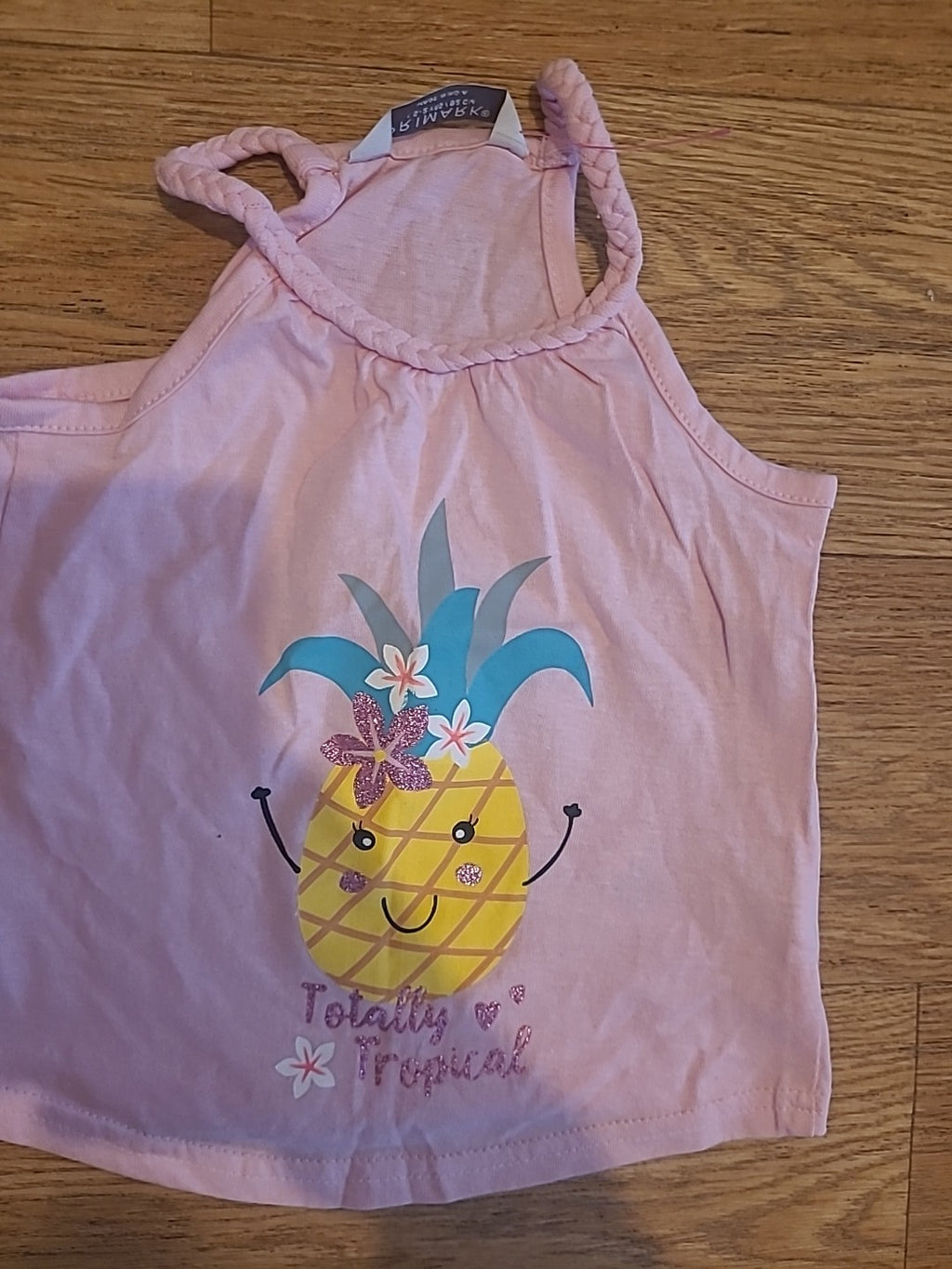 Girls Primark Age 18-24 Months Pink Pineapple Sleeveless Tshirt