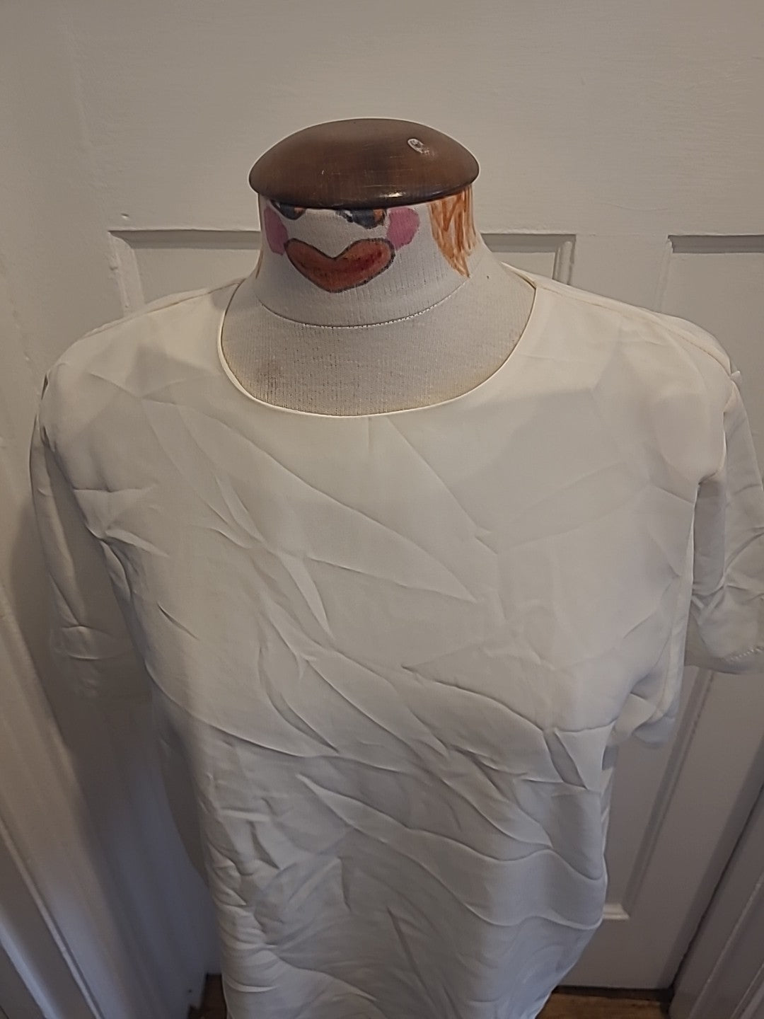 Ladies Amani 14 White/ Cream Short Sleeve Blouse