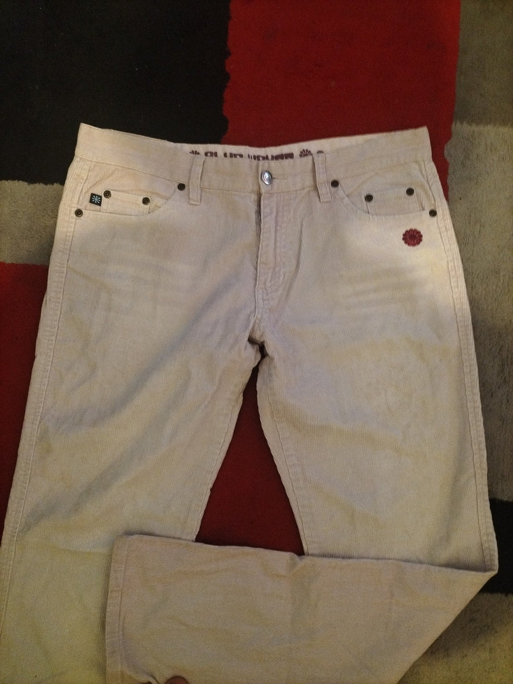 Ladies Blue Whale Size 14 Pale Pink Brushed Rib Jeans