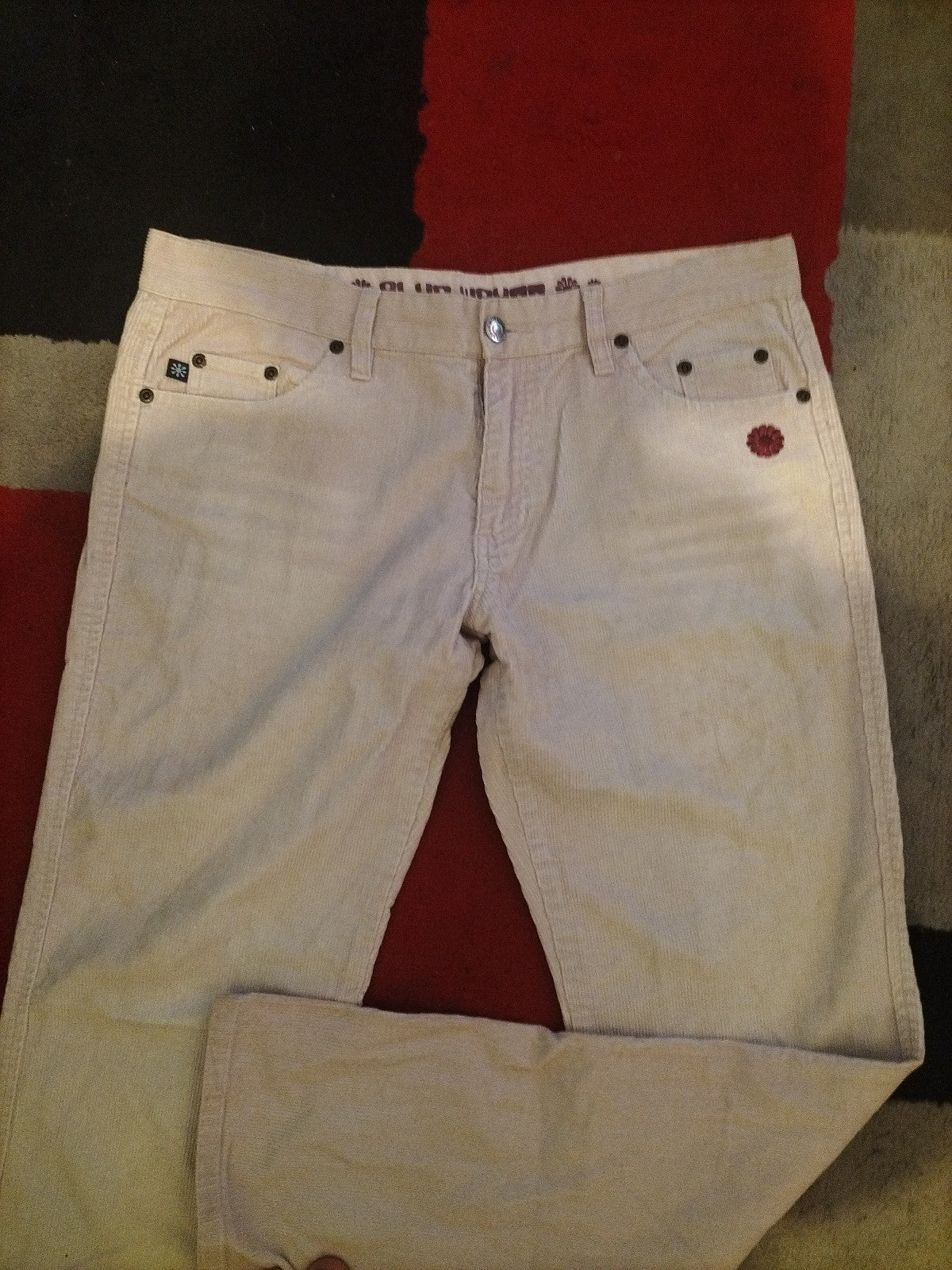 Ladies Blue Whale Size 14 Pale Pink Brushed Rib Jeans