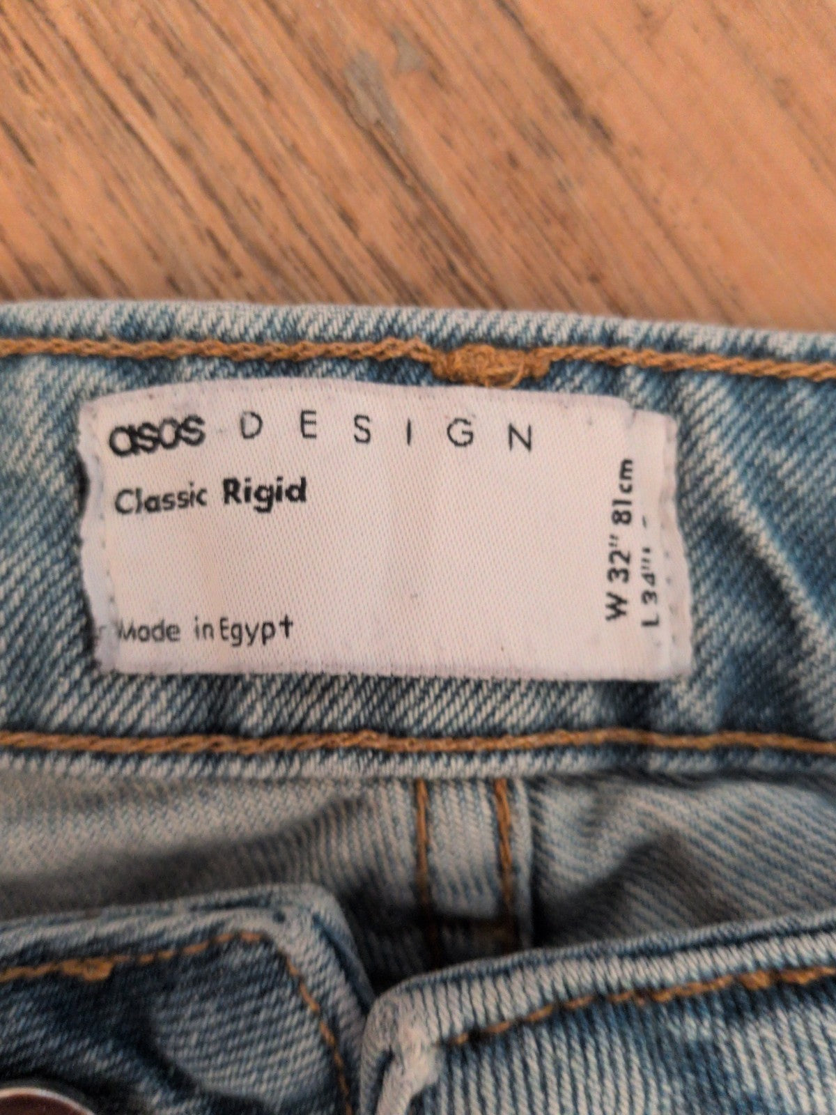 ASOS 32/34 Classic Rigid Blue Jeans