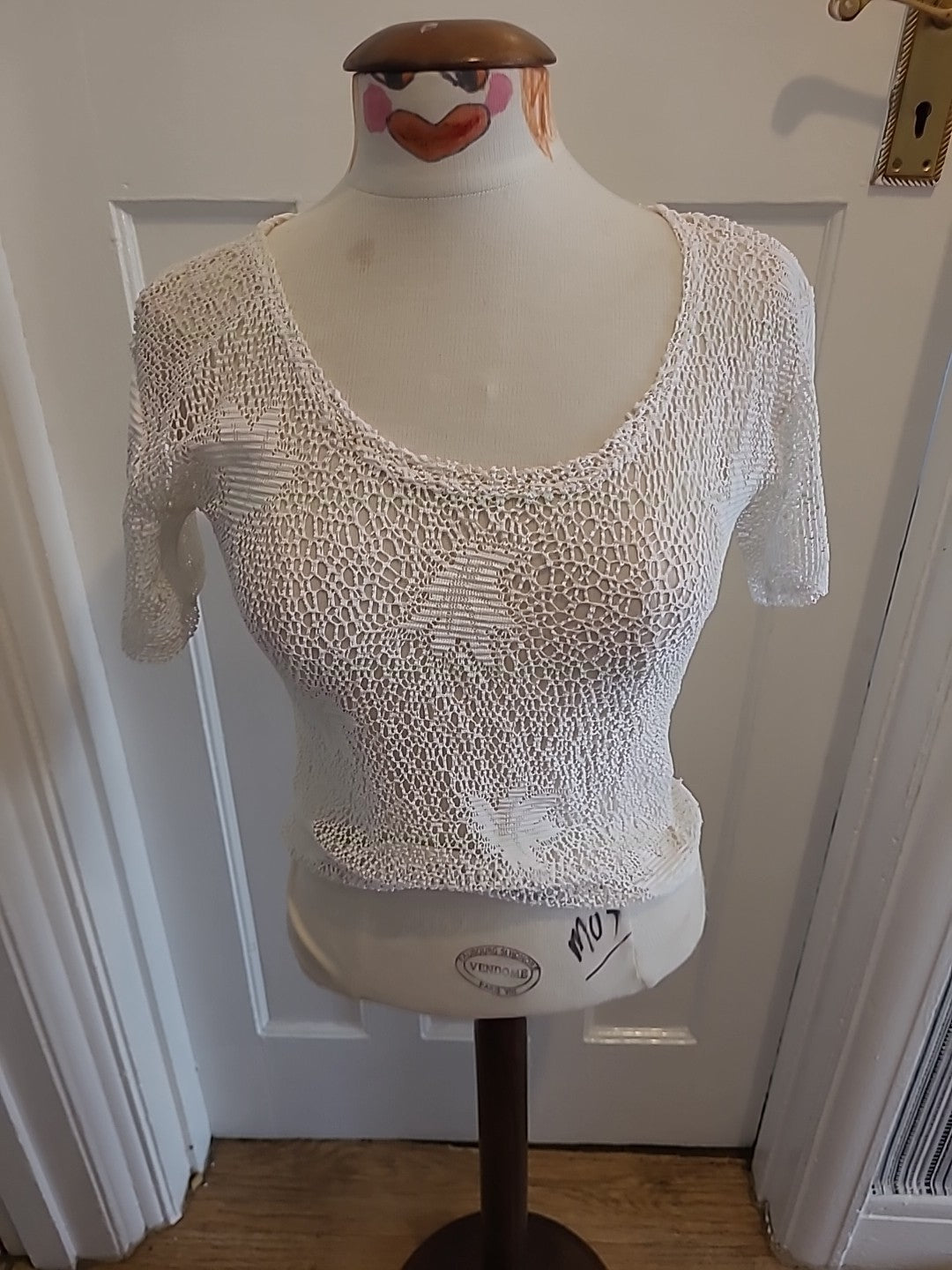 Ladies P&S Size Medium White Lace Short Sleeved T-Shirt