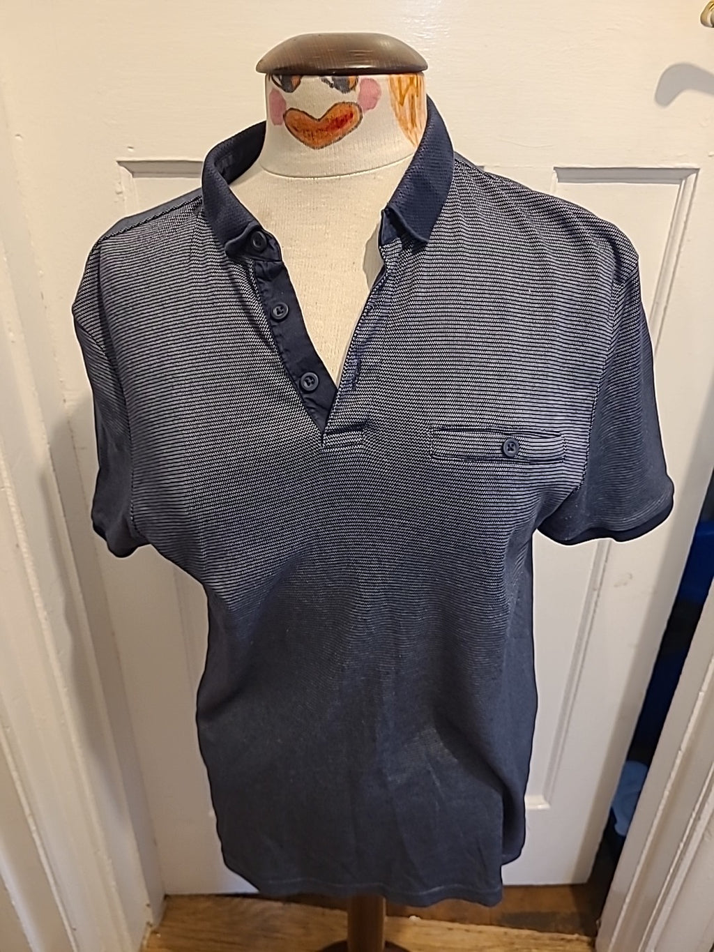 Mens Tu Size Small Navy And White Polo Shirt