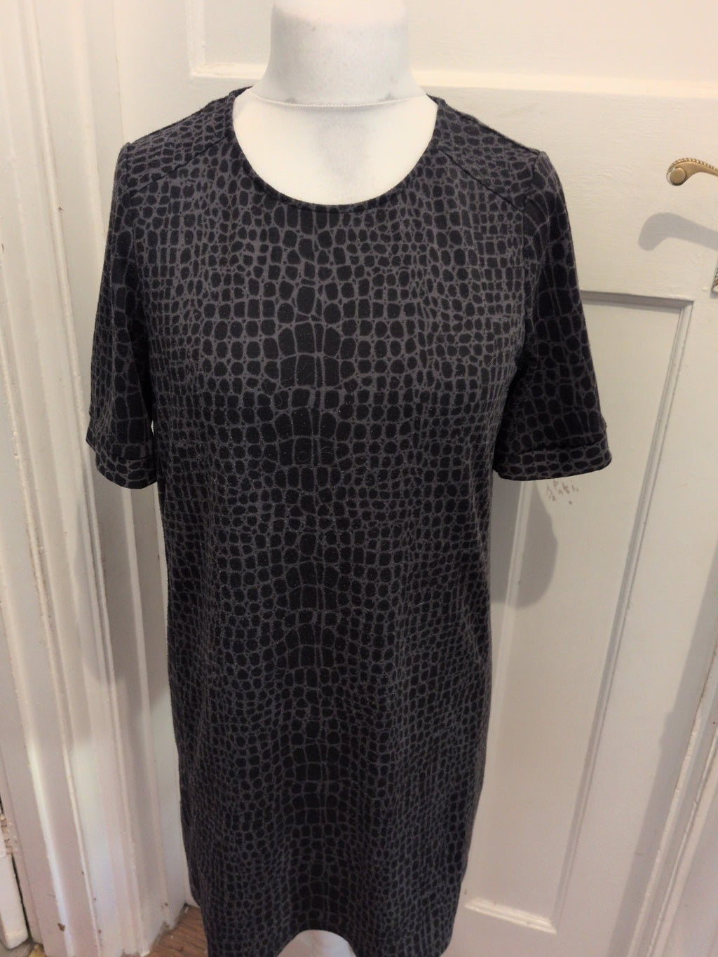 George 12 Black And Grey Short Sleeve Dress