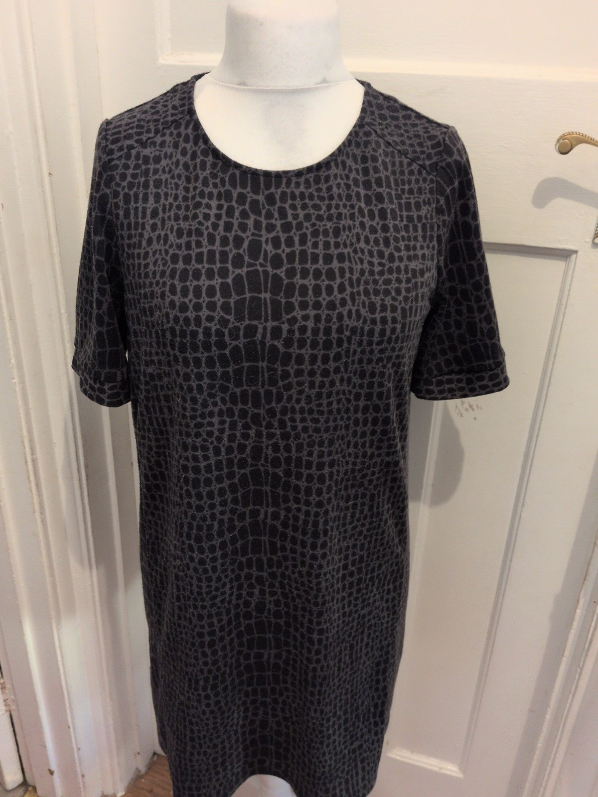 George 12 Black And Grey Short Sleeve Dress