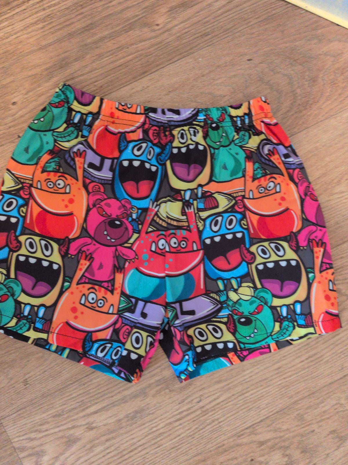 Boys Shein 7 Years Multi Monster Printed Elasticated Shorts