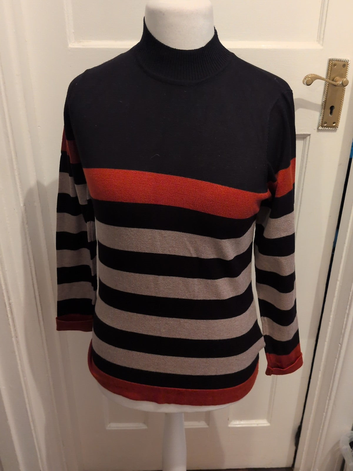 First Avenue Small Multi Stripe High Neck Jumper