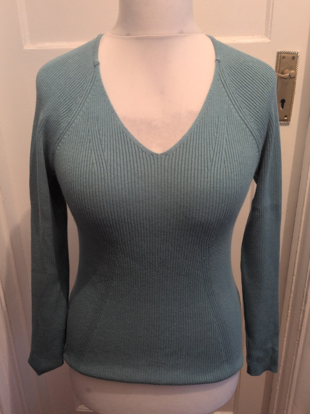 Primark Large Turquoise Fitted V Neck Top