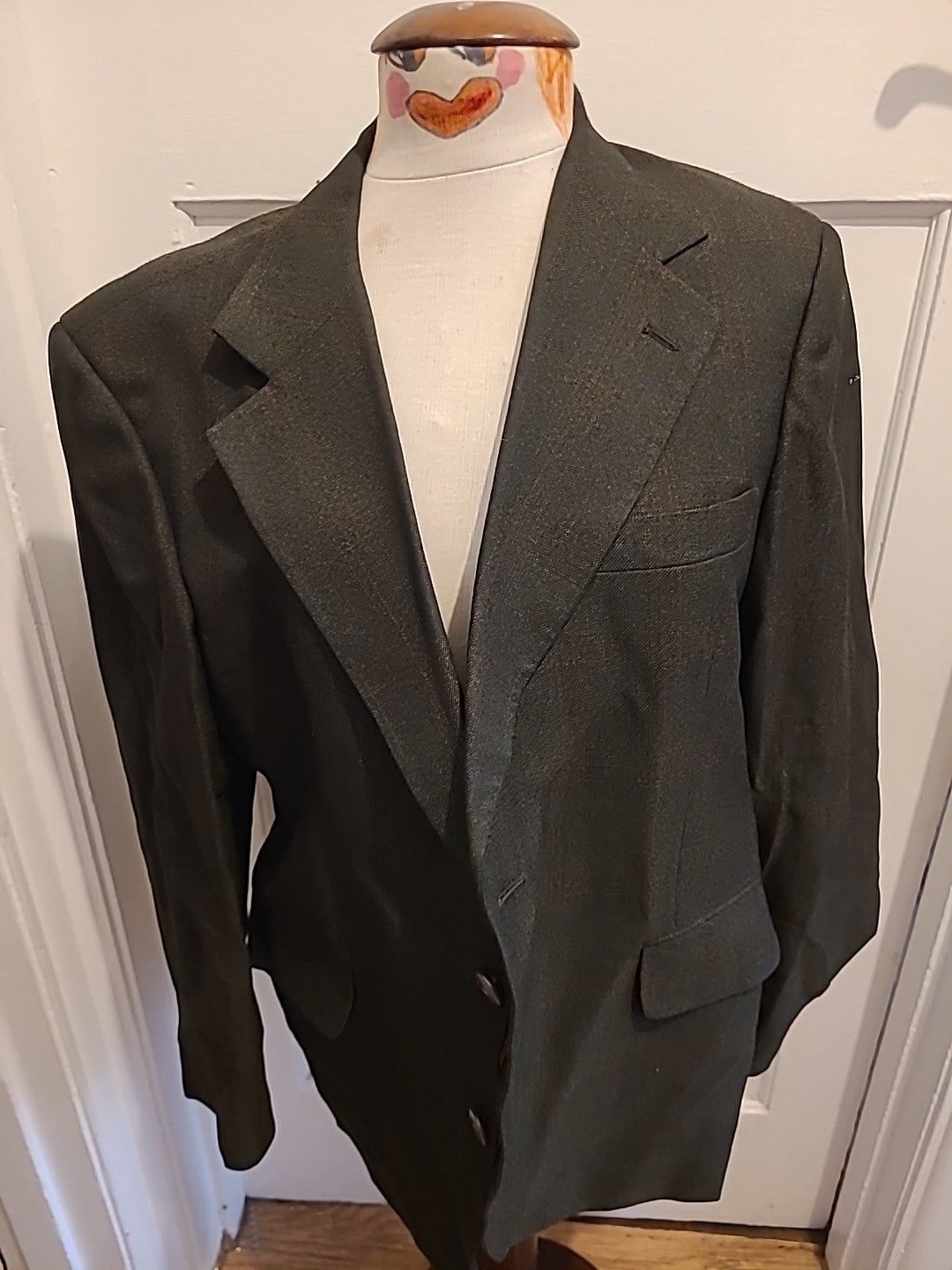 Mens John Collier Size Large Dark Green Check Padded Lined Blazer
