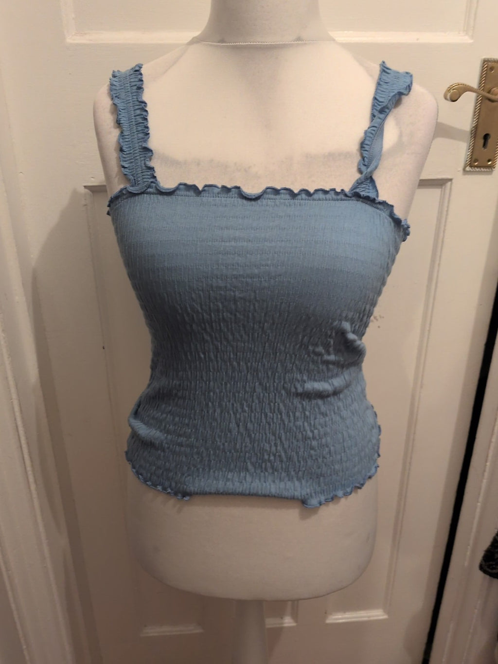 New Look 12 Blue Bubblehem Sleeveless Top