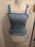 New Look 12 Blue Bubblehem Sleeveless Top