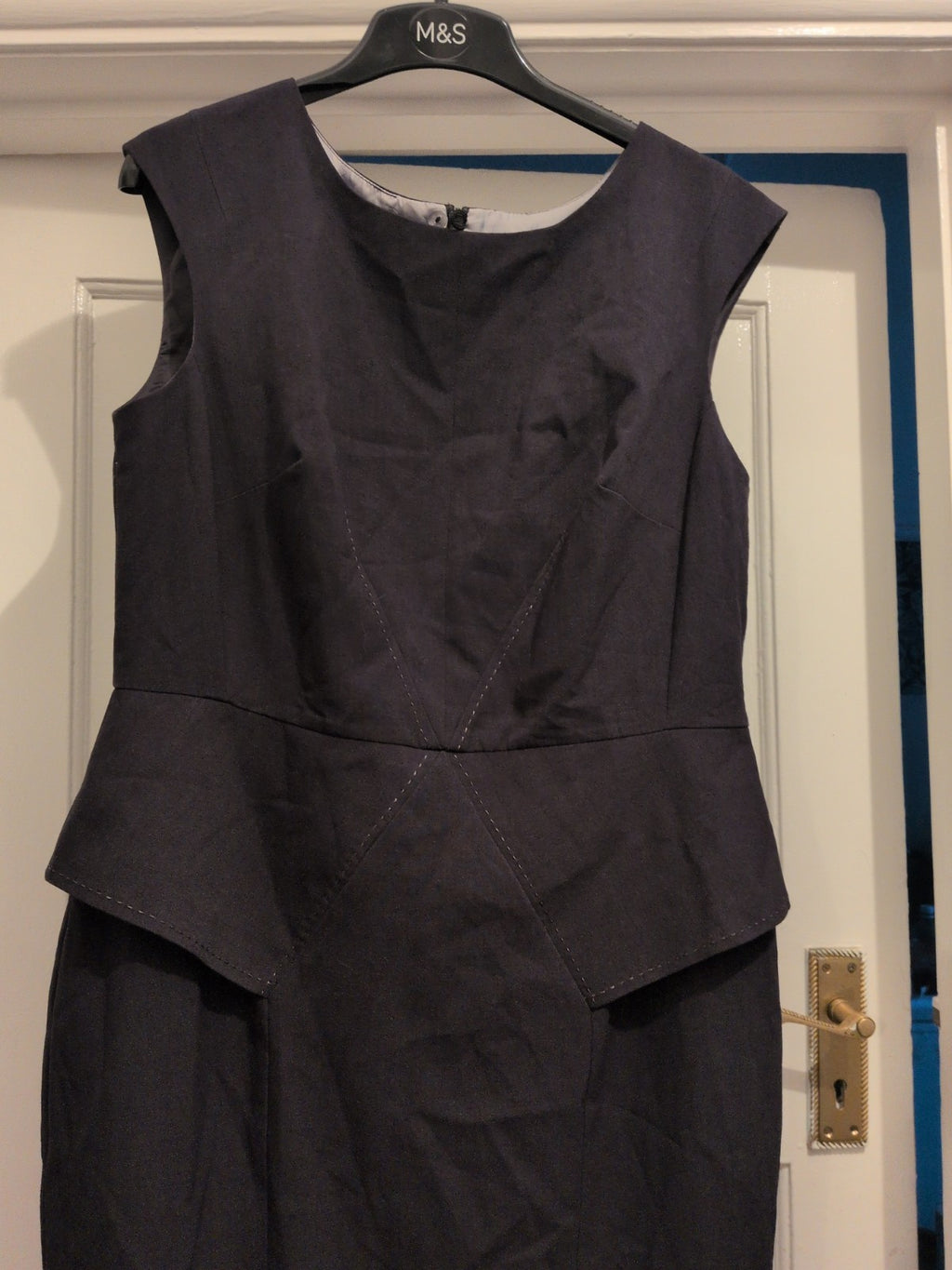 M&S Woman 14 Charcoal Sleeveless Lined Dress