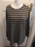 Ladies Shein Size XL Green Stripe Long Sleeve Jumper Lightweight