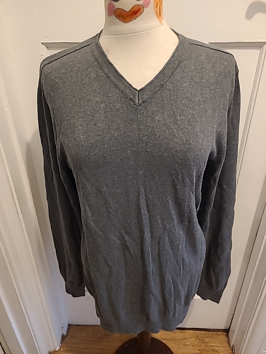 Mens RJR John Rocha Size Small Grey Long Sleeved V Neck Jumper