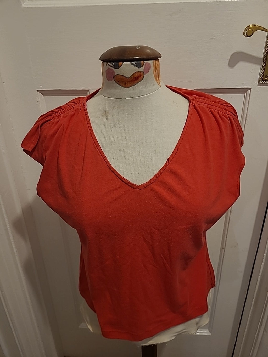 Ladies Studio Size Medium Red Cap Sleeved Tshirt