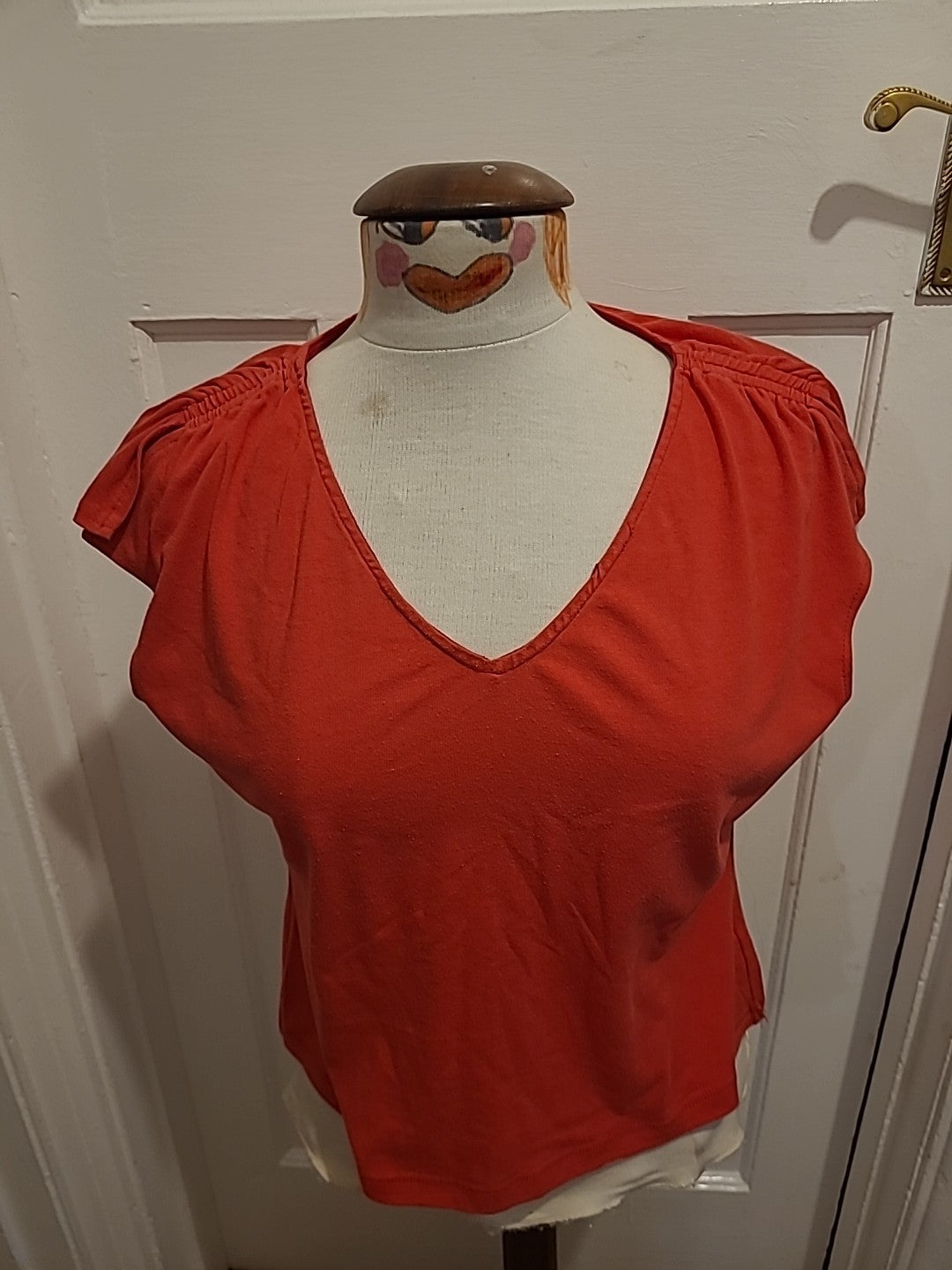 Ladies Studio Size Medium Red Cap Sleeved Tshirt