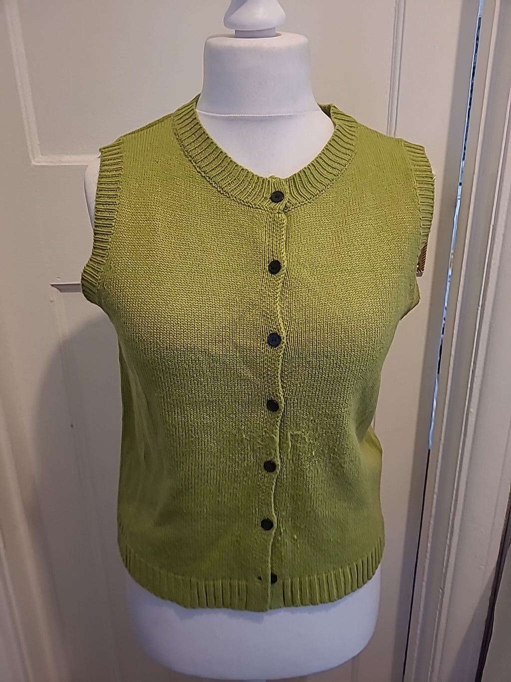 Ladies Size M Green Ribbed Cardigan