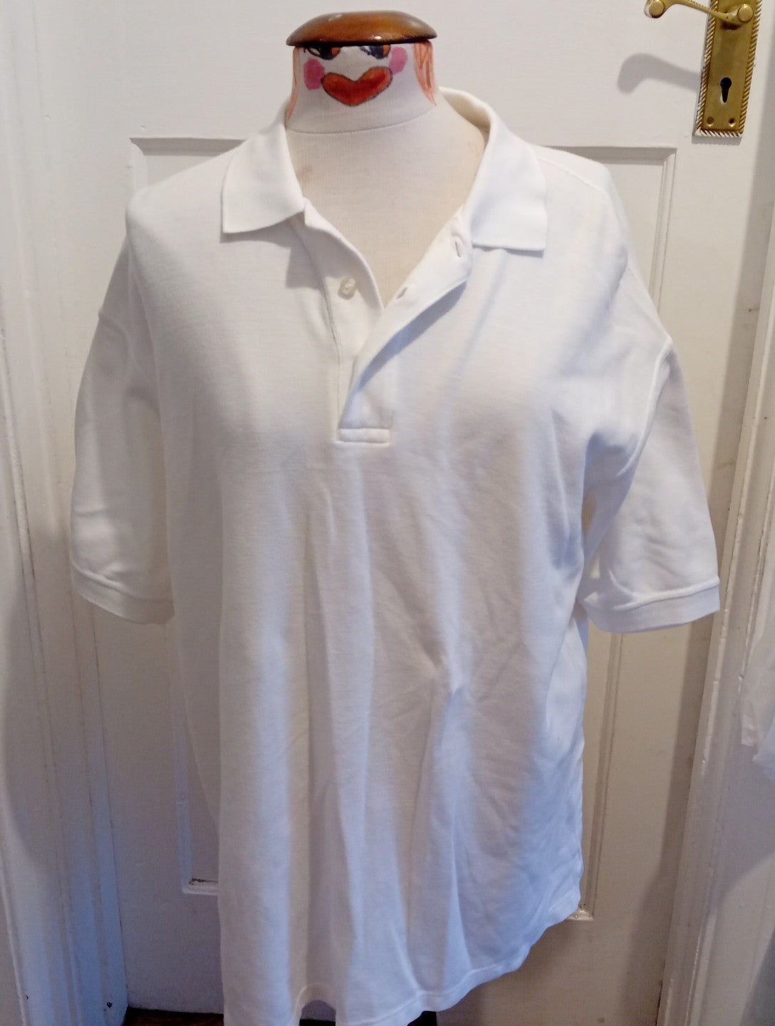 Mens St Michael Size Medium White Short Sleeved Polo