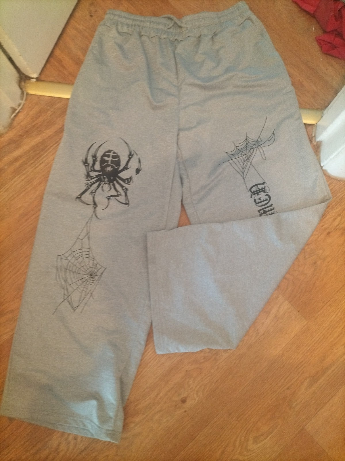 XL Grey Spider Print Elasticated Jogger