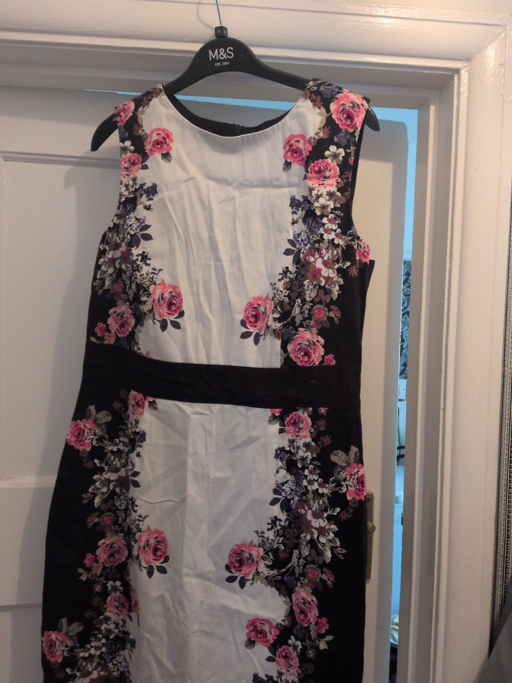 BHS 14 Black Pink White And Purple Sleeveless Dress