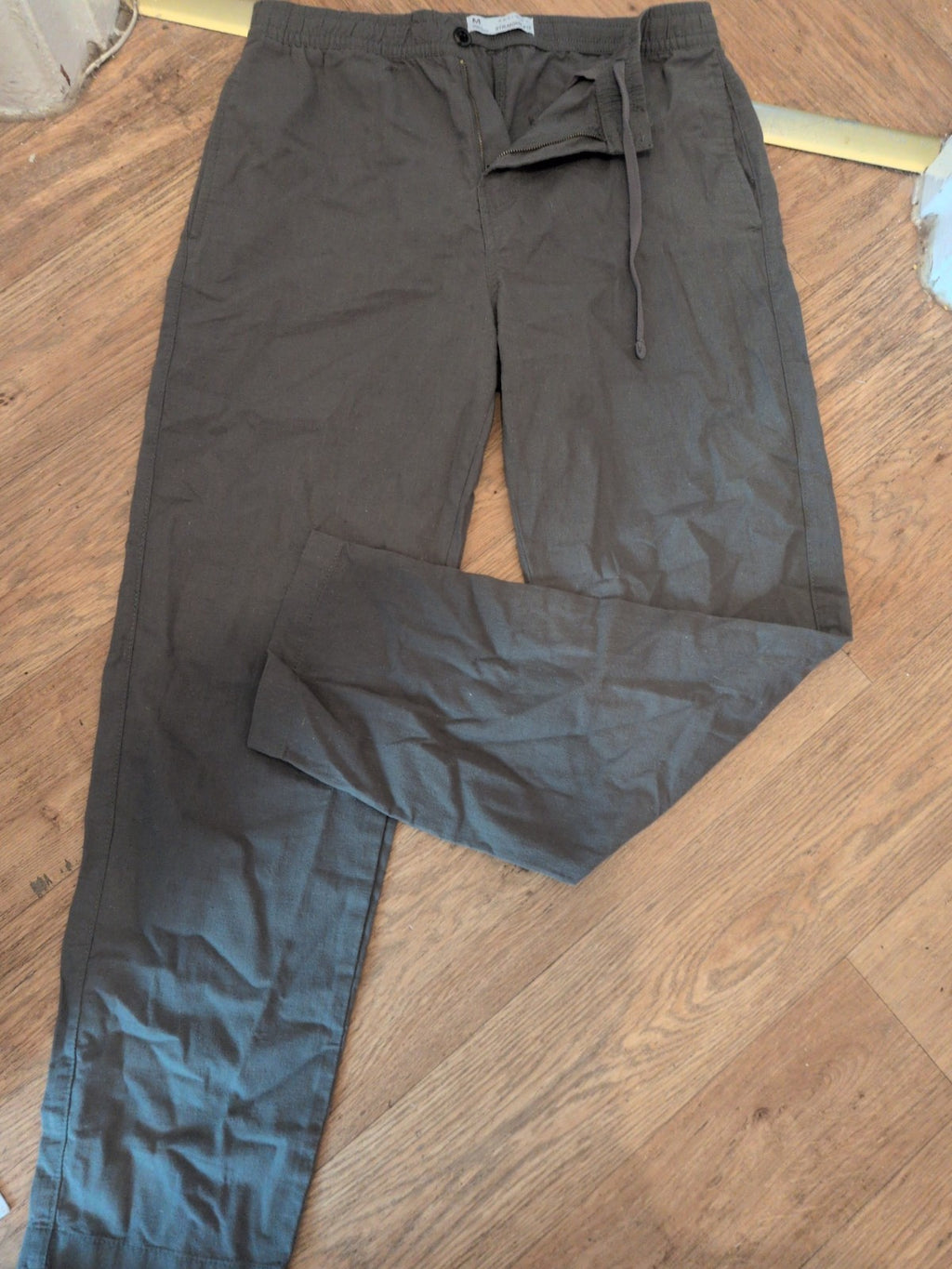 Mens Denim&Co Medium Straight Fit Elasticated Trousers Dark Grey
