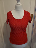 Ladies Per Una Size 10 Red Textured Short Sleeved Blouse