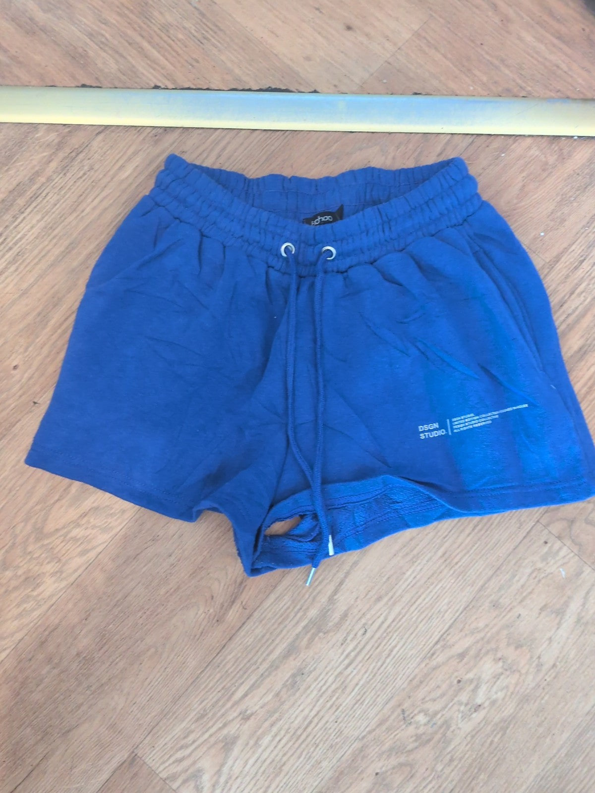 Boohoo Medium Blue With Print Sweat Shorts
