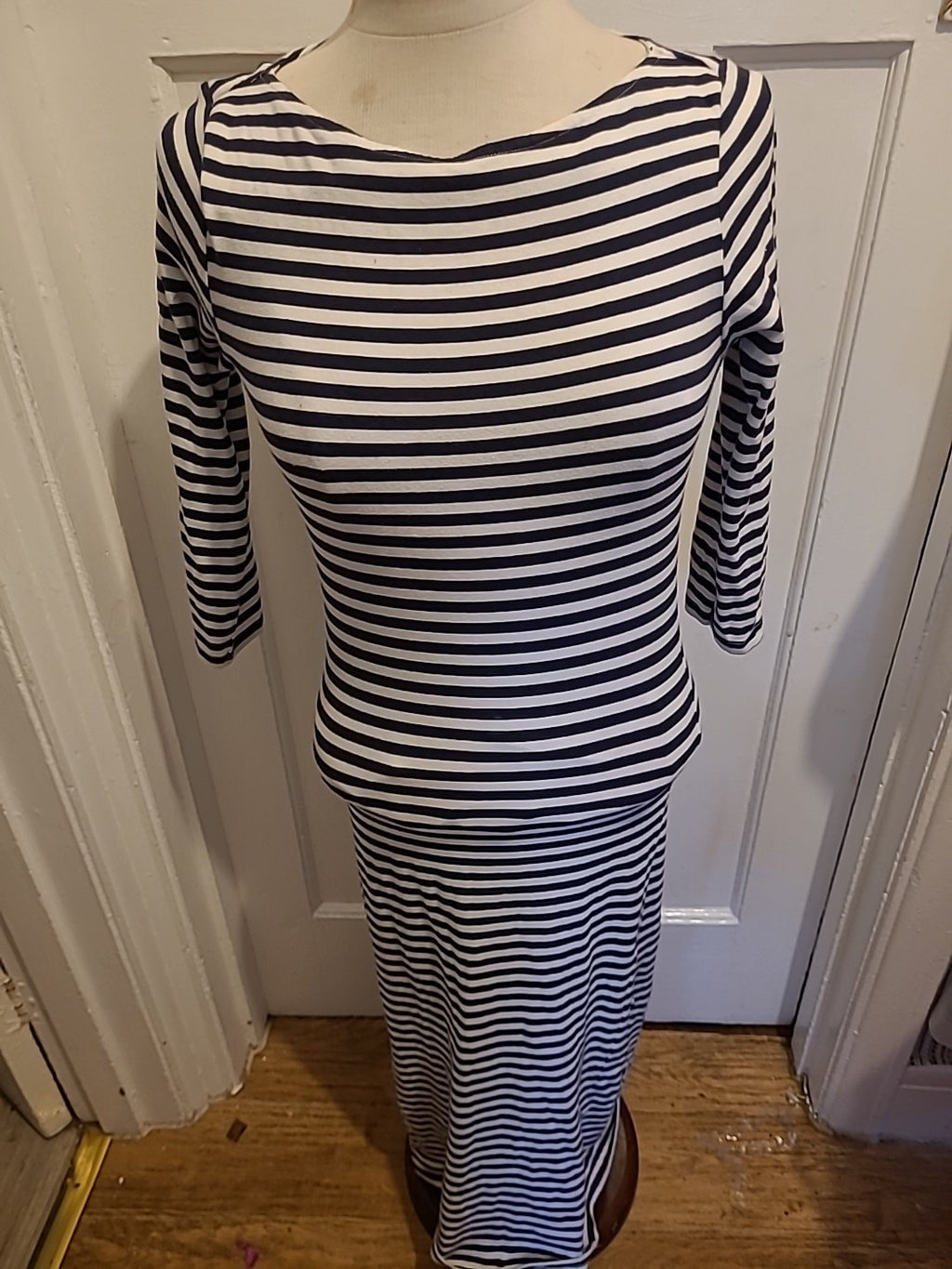 Ladies Topshop Size 10 Striped Bodycon Dress 3/4 Sleeve