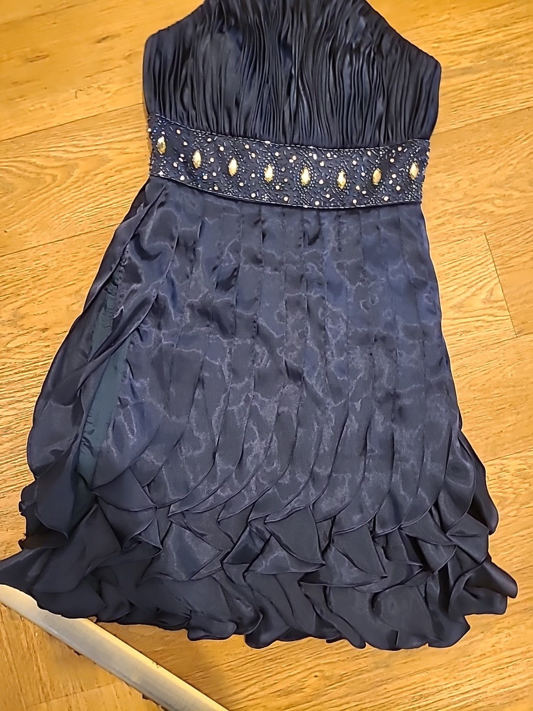 Ladies JS Boutique Size 8 Navy Cold Shoulder Strapless Dress