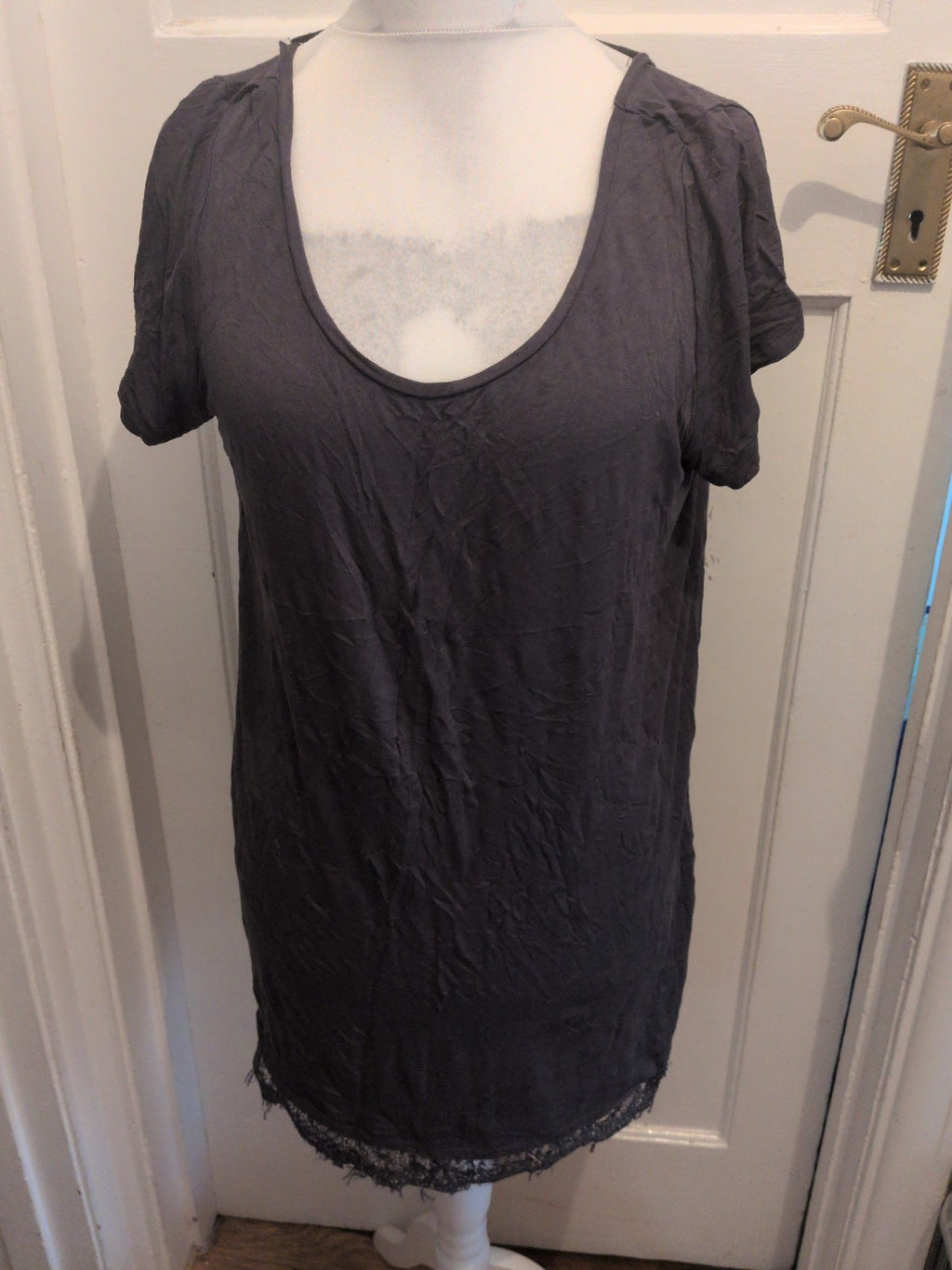 Next 16  Dark Grey Sleeveless Frill Hem Short Sleeve Top