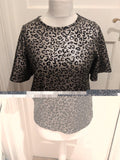Ladies Papaya Size 10 Silver Leopard Print Short Sleeve T-shirt