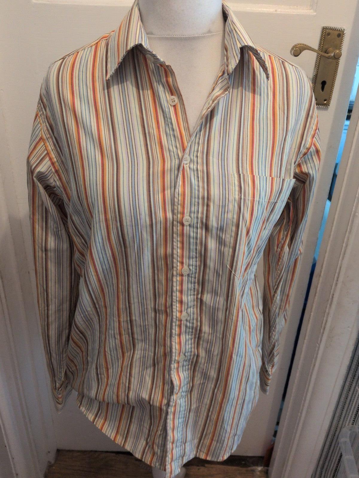 Mauro Leandro Medium 39-40 Multi Stripe Long Sleeve Shirt