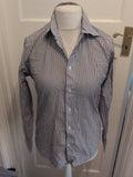 Jeff Banks 15.5 Slim Fit Purple/White/Black Stripe Long Sleeve Shirt