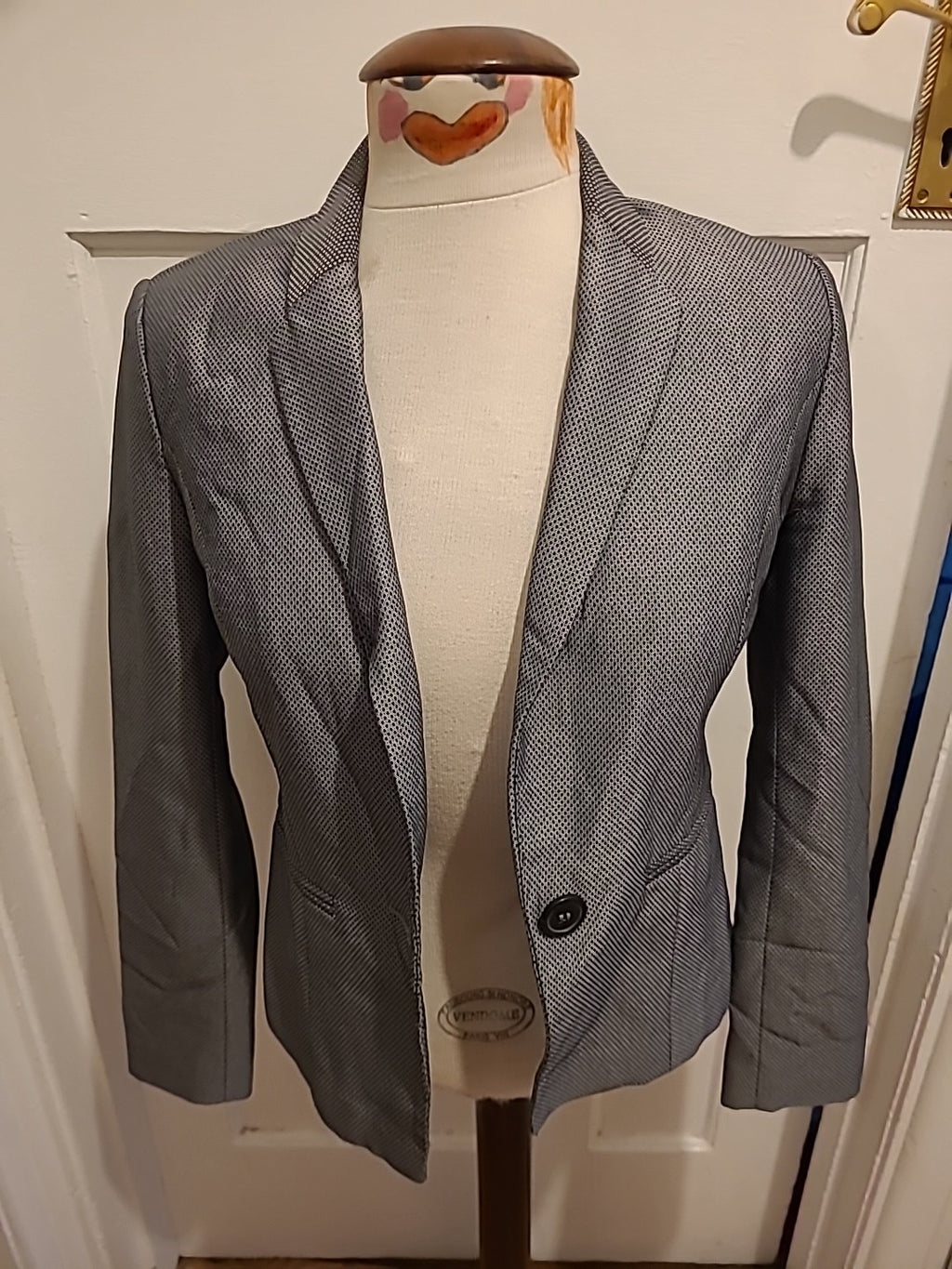 Ladies Next Petite Size 6 Black And Grey Long Sleeve Blazer