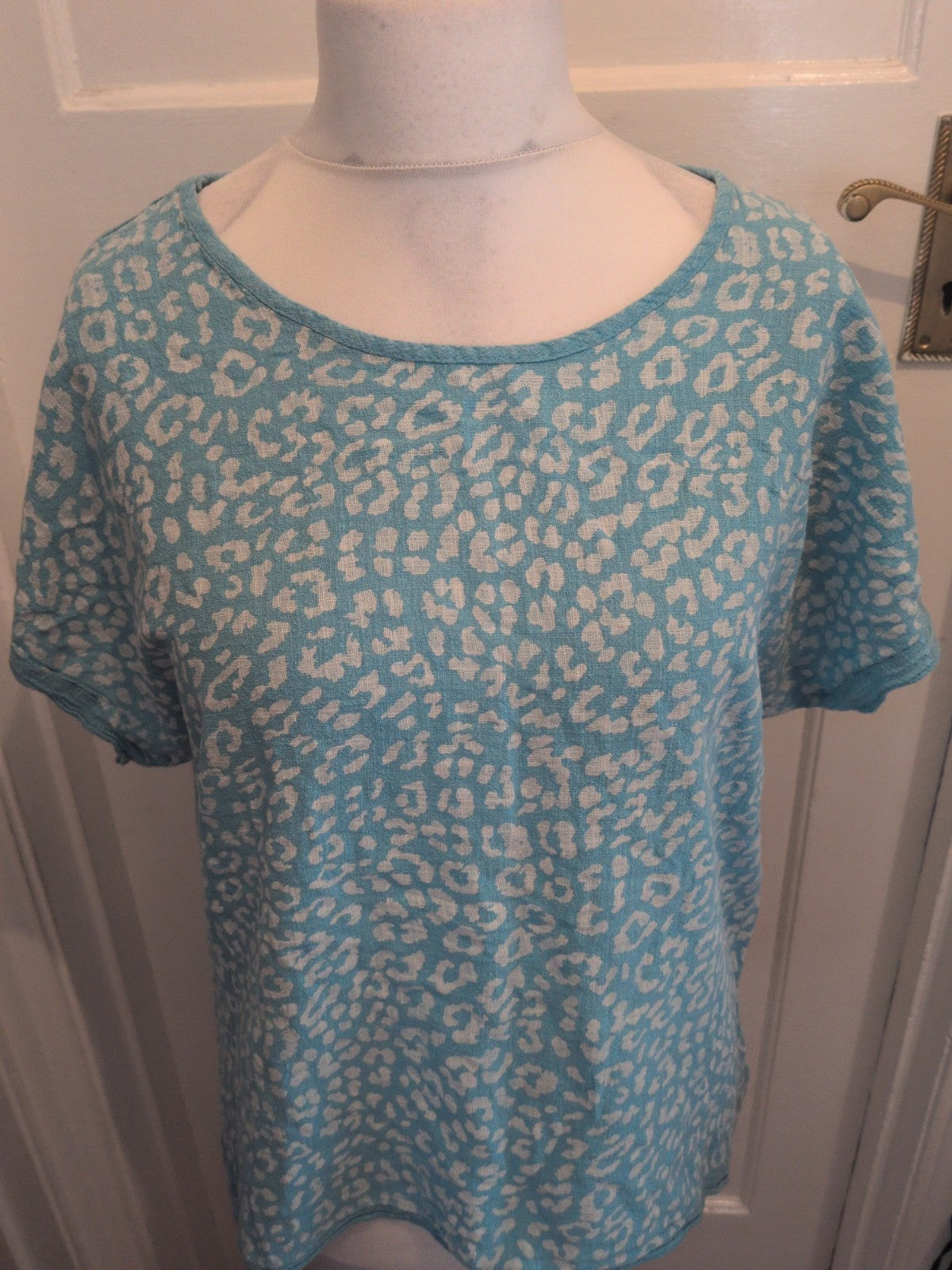 Large Aqua Blue Short Sleeved Blouse