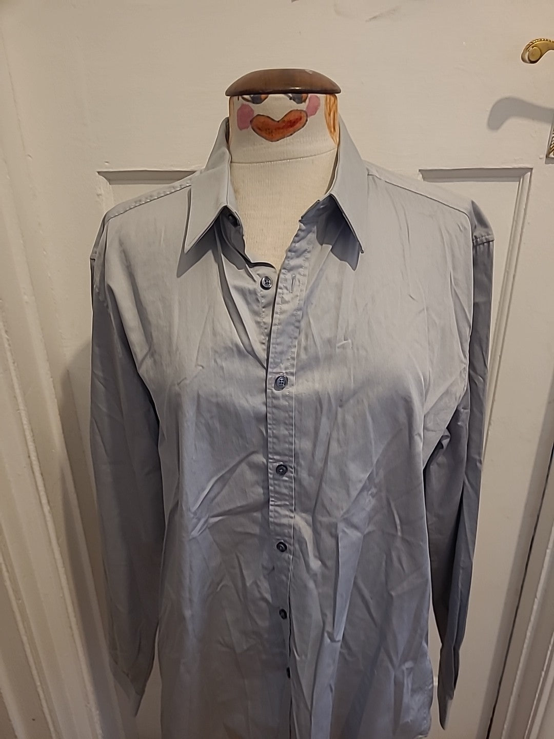 Mens Kenneth Cole Size 16.5 Collar Silver Slim Fit Shirt