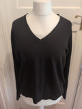 Ladies Debenhams Size 20 Black V Neck Long Sleeve Jumper