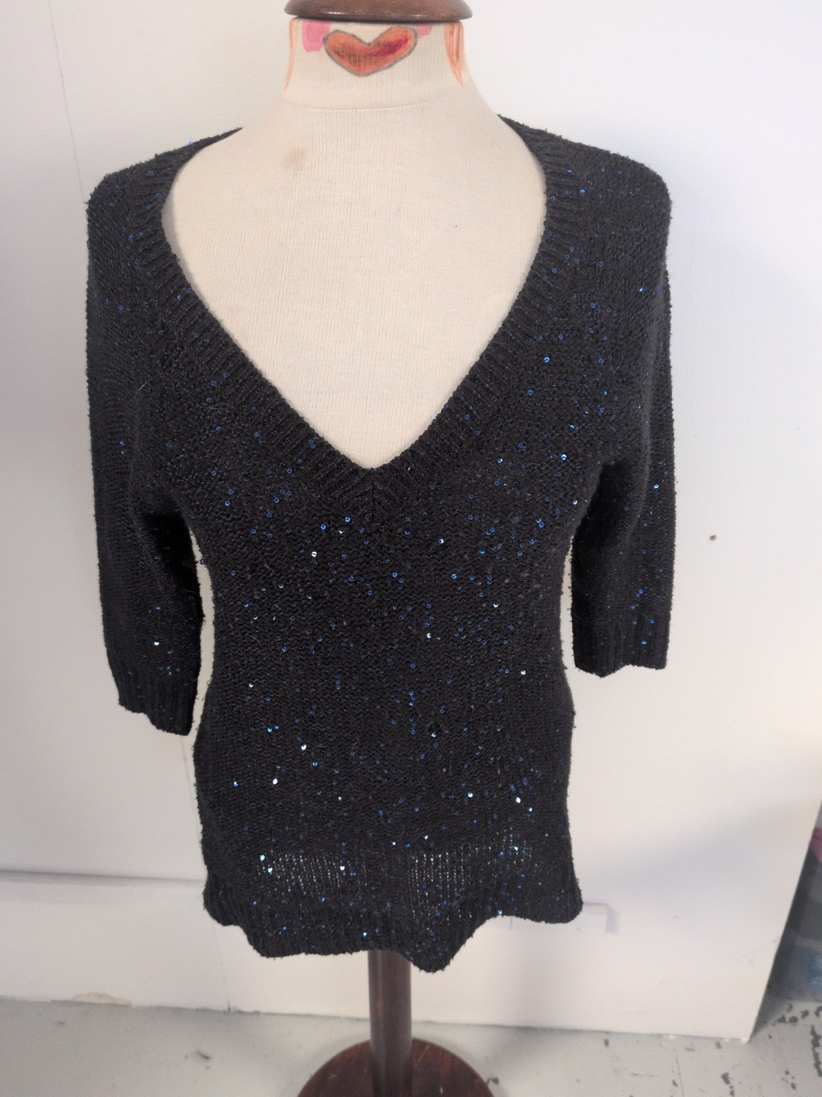 F&F 10 Navy With Blue Sequins Jumper Knit