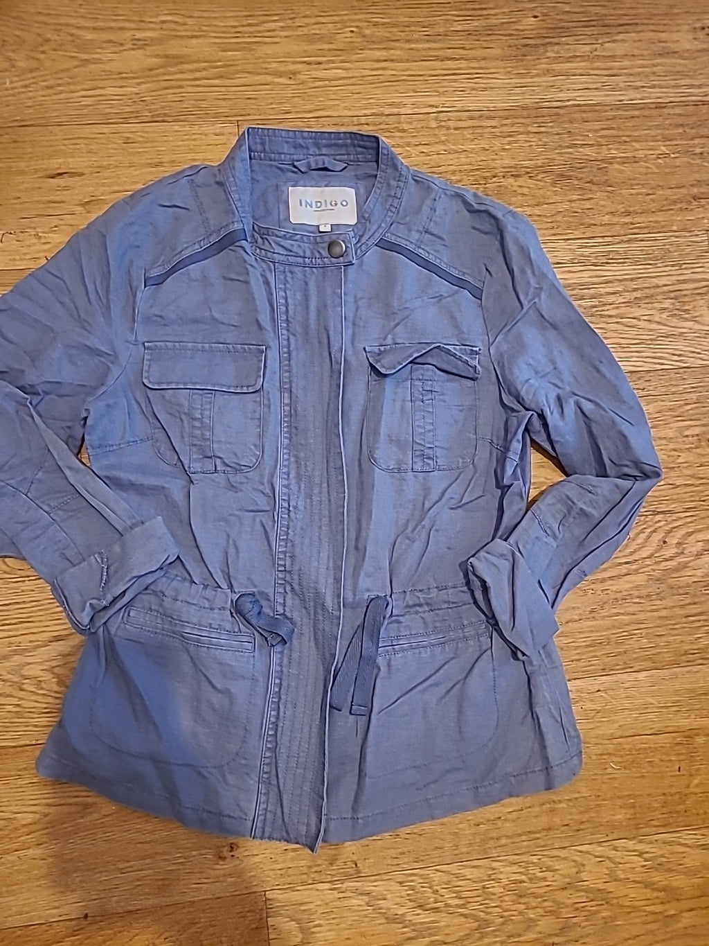 Ladies Indigo Size 8 Blue Long Sleeved Zipped Jacket Lightweight