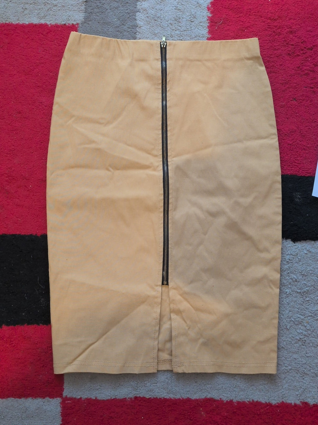 Ladies Primark Size 8 Camel Sand Pencil Skirt Zipped