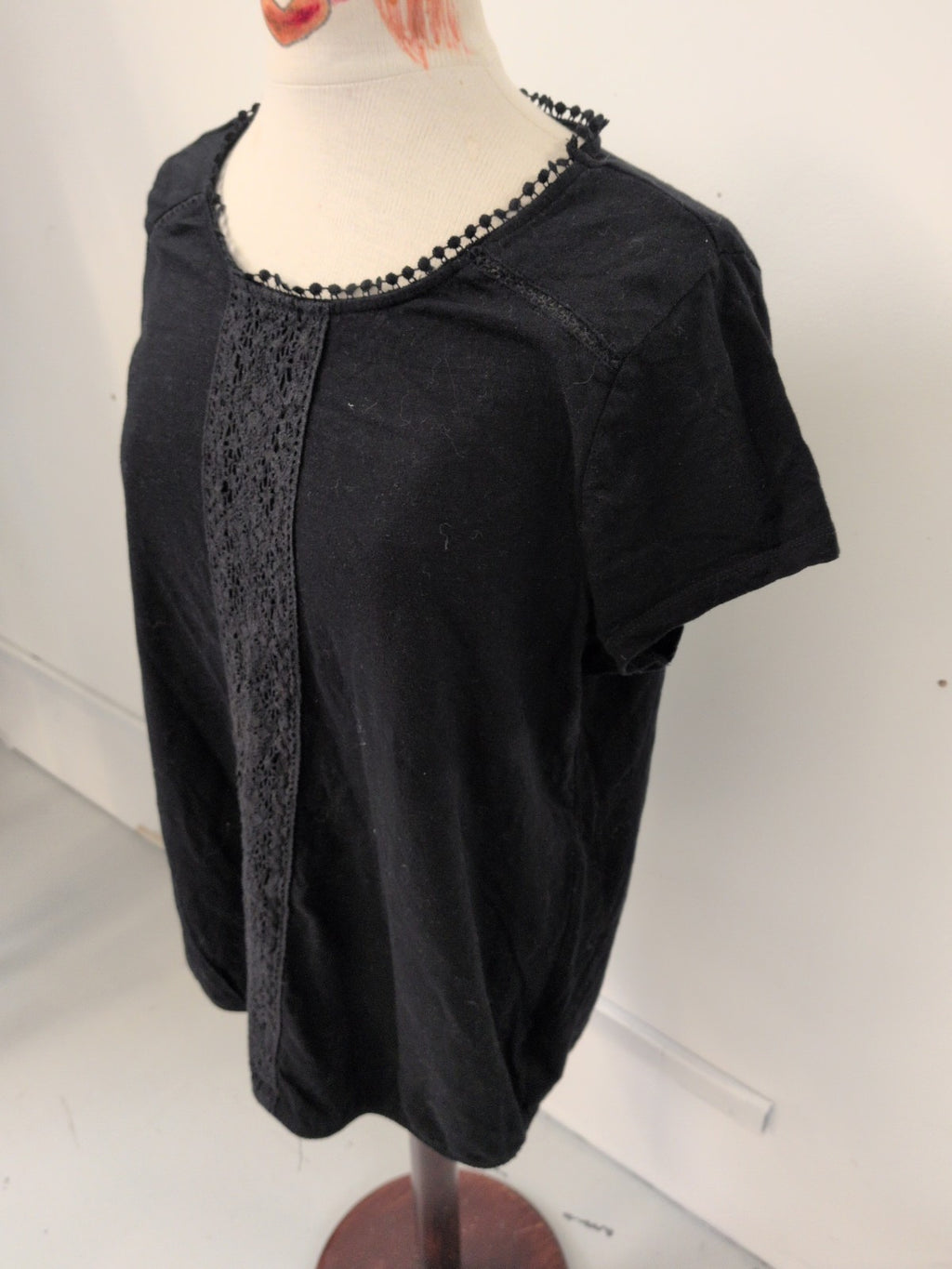 Next 20 Black Short Sleeved Lace Panel Blouse