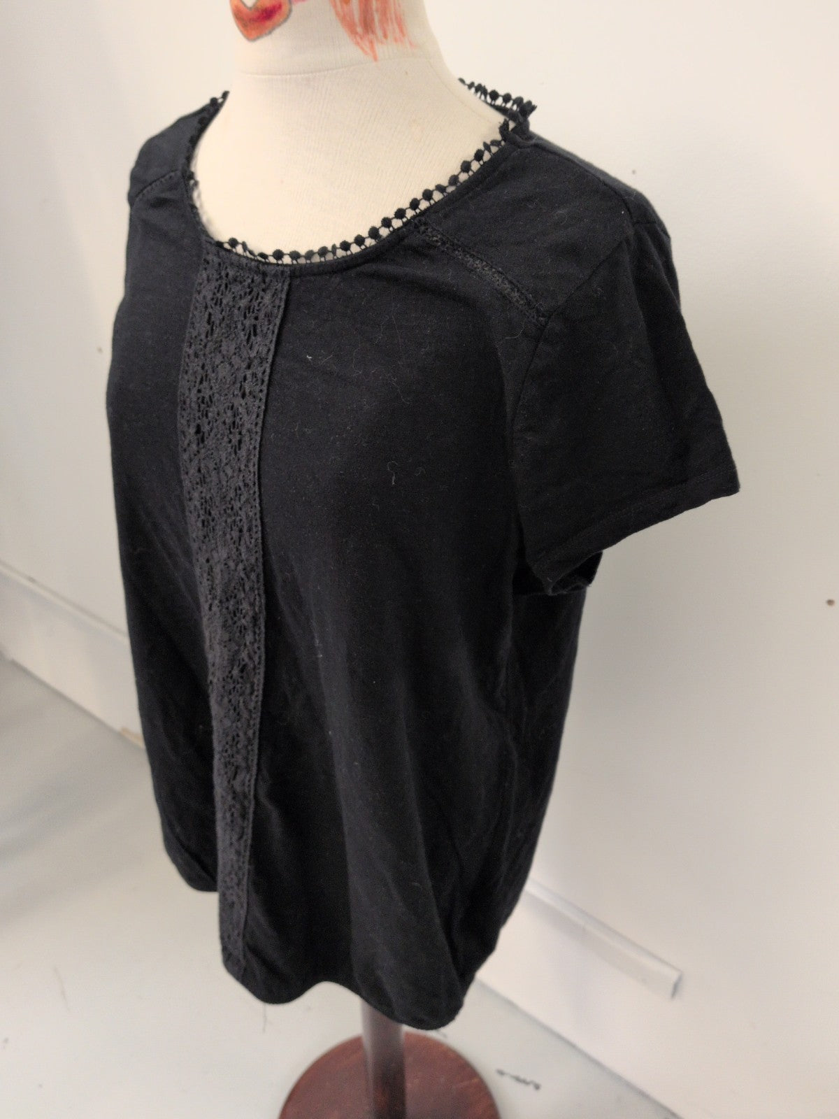 Next 20 Black Short Sleeved Lace Panel Blouse