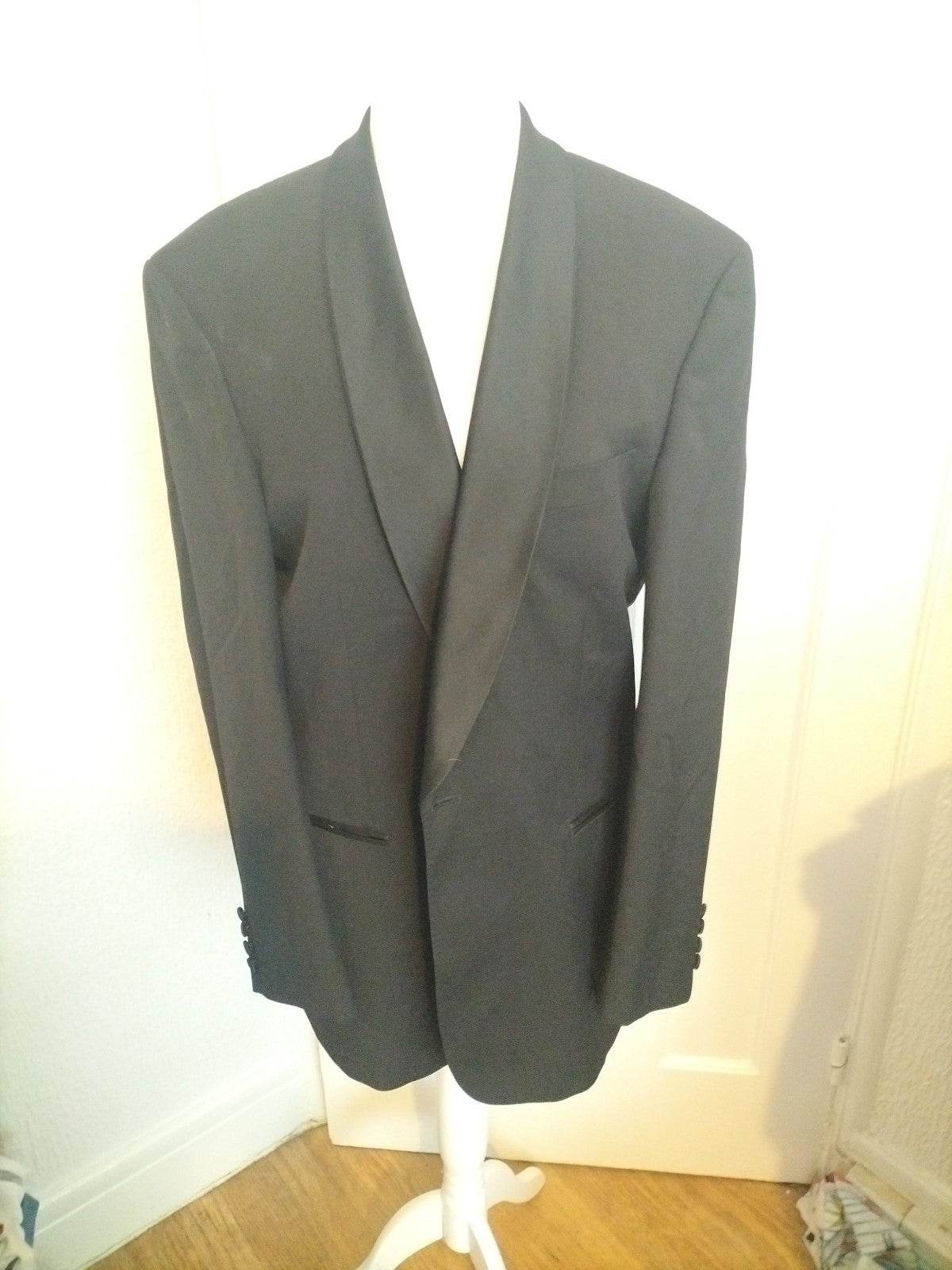 Mens Marks And Spencer Size 42L Black Super 100% Wool Tuxedo Jacket