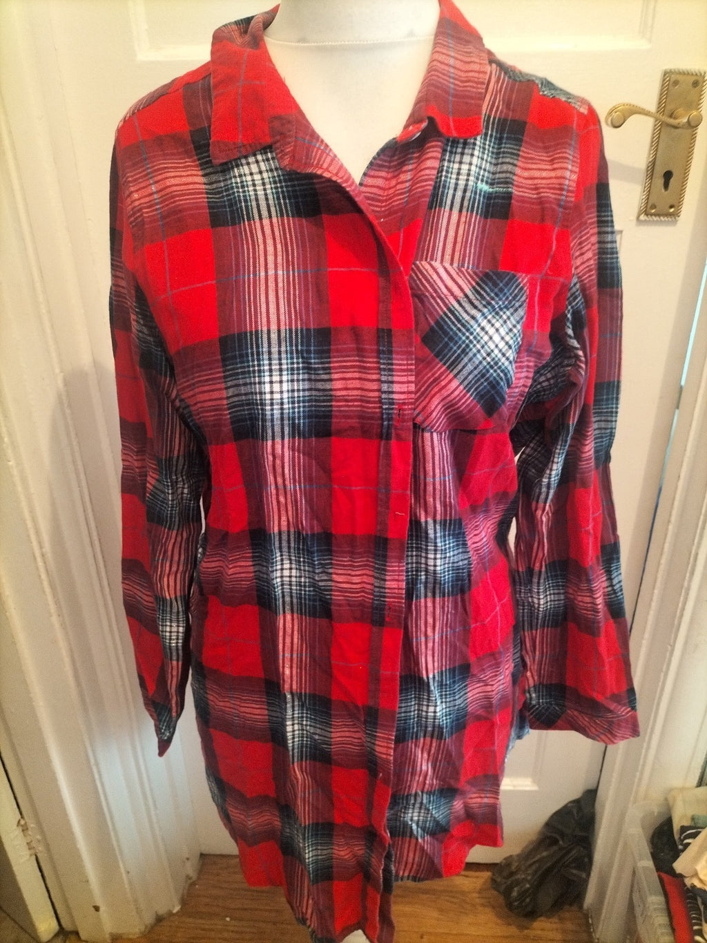 F&F Large Check Pyjama Top Long Sleeve