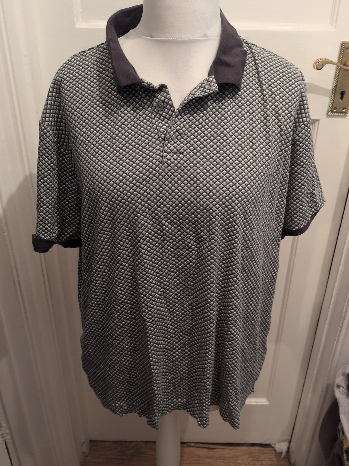 Mens Marks And Spencer Size 2XL Grey Mix Short Sleeve Polo Shirt
