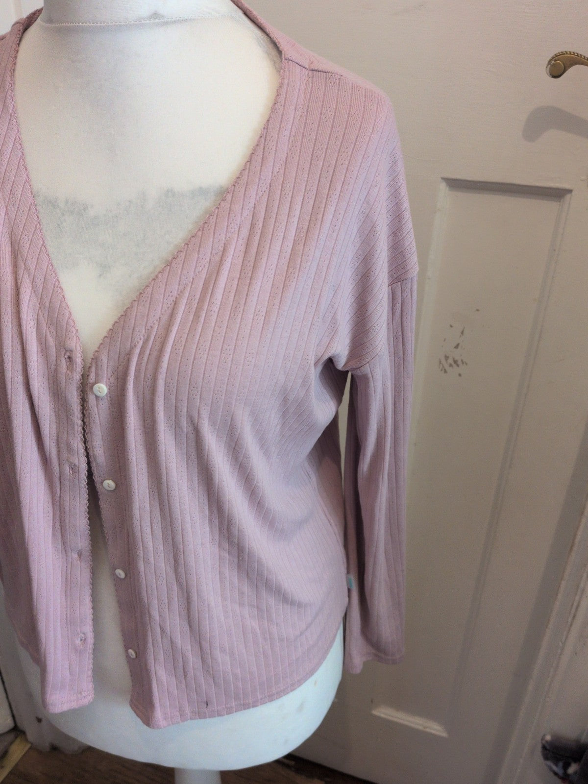 Bliss Medium Pink Long Sleeve Buttoned Night Top